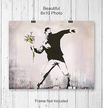 額装品/Flower Thrower/バンクシー/アート/インテリア/貴重 額装品/Flower Thrower/バンクシー/アート/インテリア/貴重
